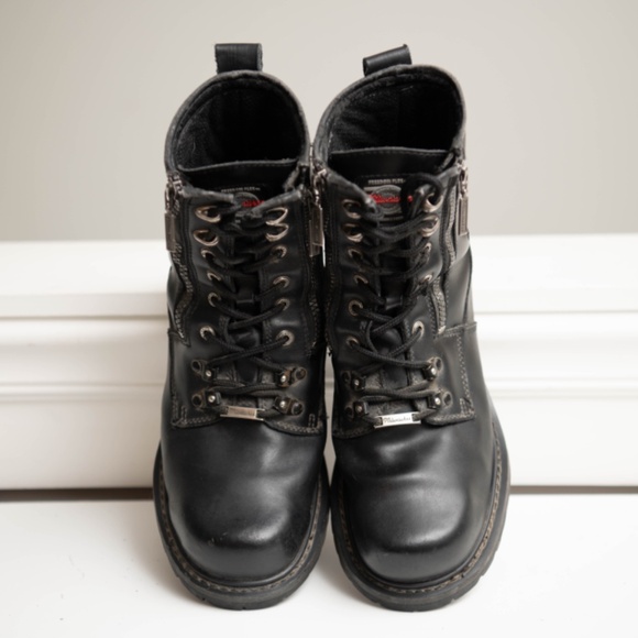 Milwaukee Motorcycle Boots Men's 10 Black Leather Freedom Flex Trooper Lace Up - Picture 9 of 10